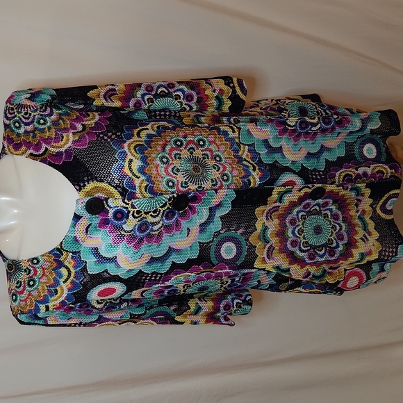 Joseph Ribkoff Colorful Patterned Cover Up Size 10 - Picture 9 of 10